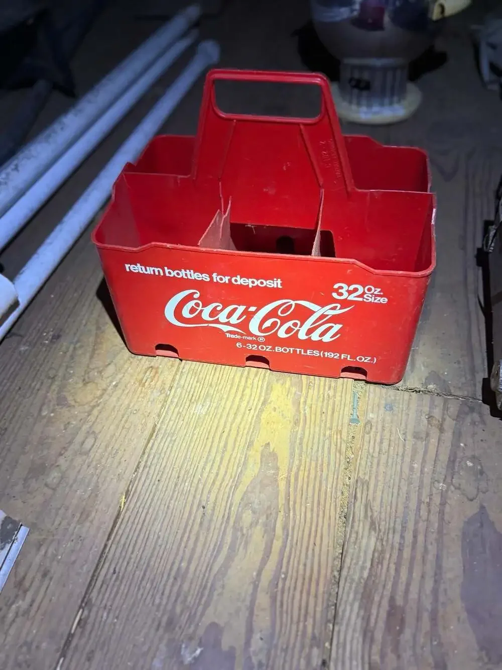 Vintage Coca-Cola Red Plastic 6-Bottle Carrier for 32 Oz Bottles